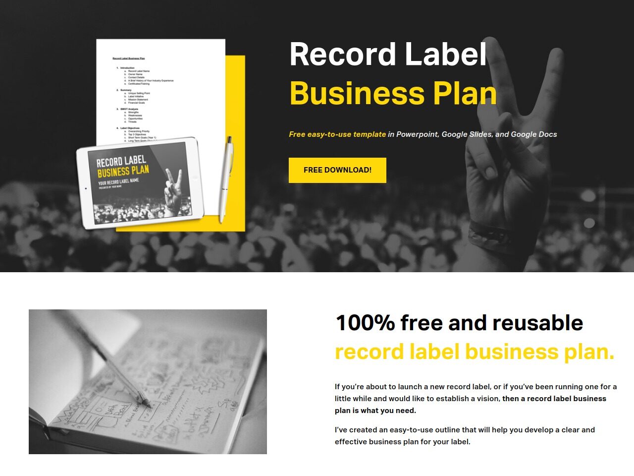 business plan outline record label