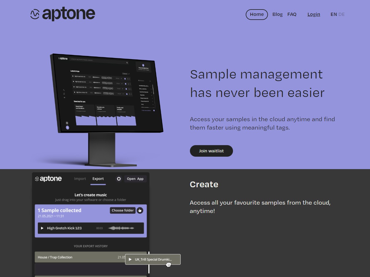 Aptone Music Sample Management App — Buzzsonic
